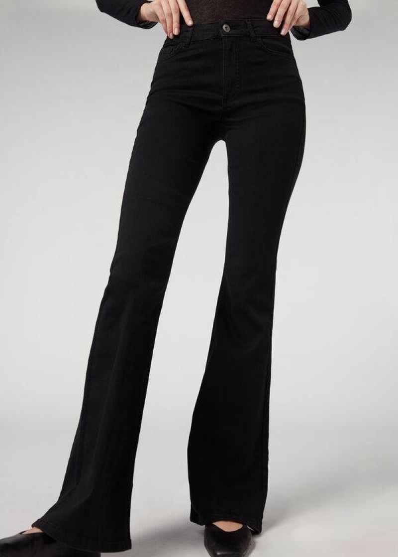 Calzedonia Flared Jeans Damen Schwarz | DE1597FM